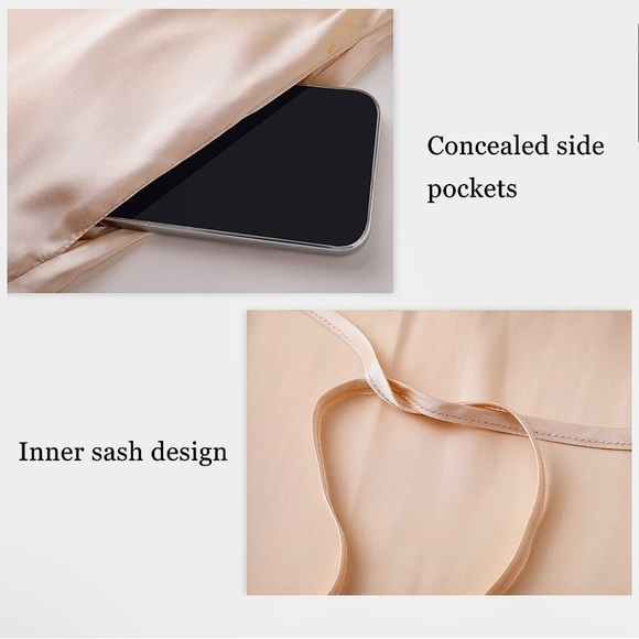 💕PRODESIGN Satin Kimono Robe with Ostrich Feather Trim💕 NWT - Picture 6 of 13